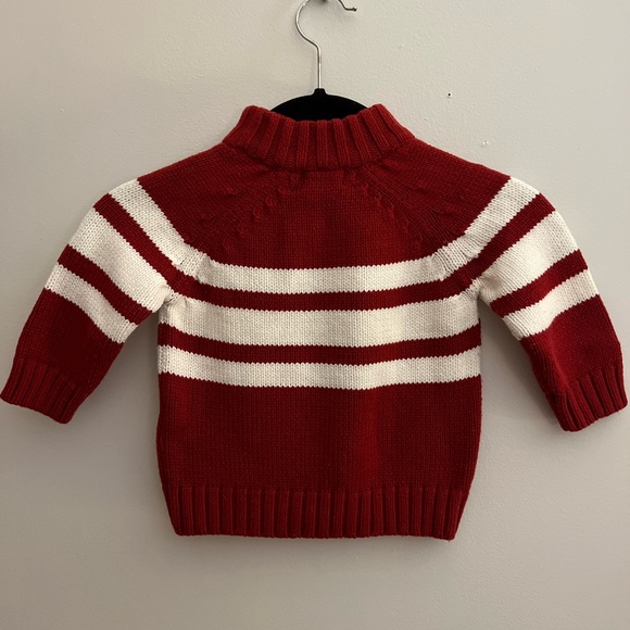The Children’s Place Red and White Quarter Zip Sweater 6-9 MOS - Picture 2 of 5